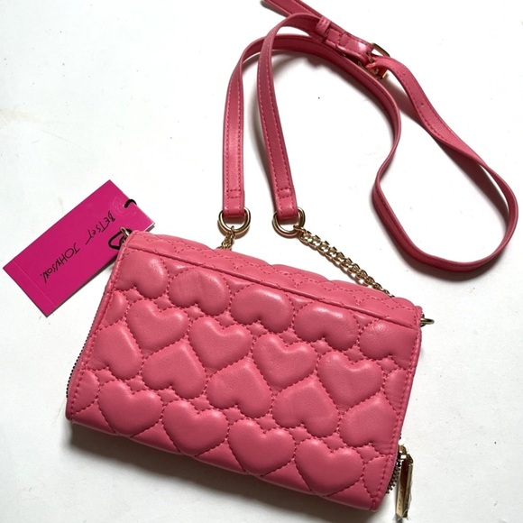 🩷BETSEY JOHNSON Heart Quilted Pink Crossbody & XOLEAH Key Chain Card Wallet🩷NWT - Picture 13 of 17
